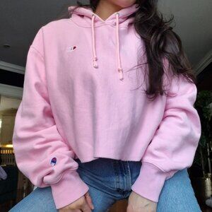 Champion Pink Cropped Hoodie